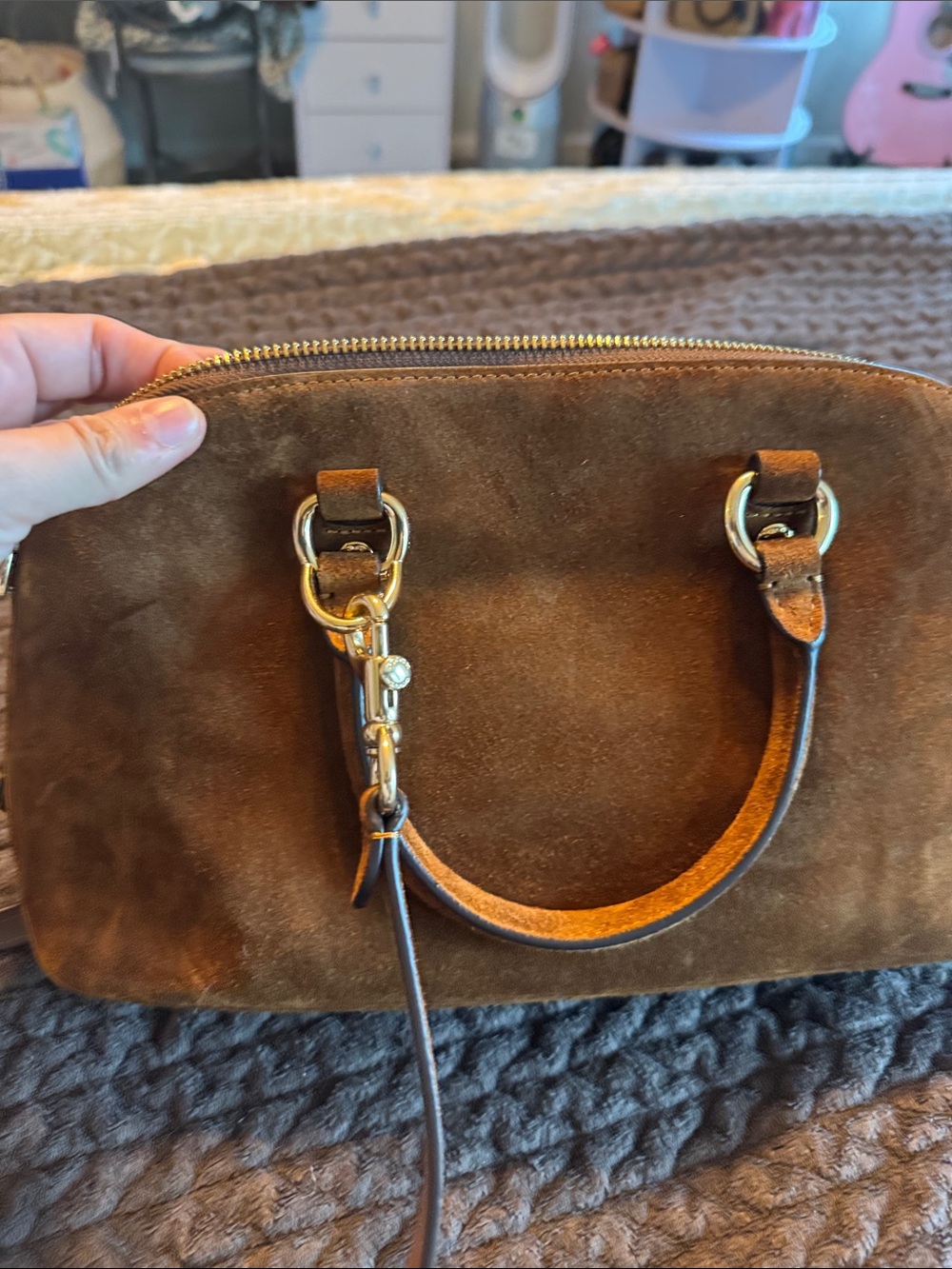 Coach brown suede Lara satchel bag purse - Picture 4 of 8